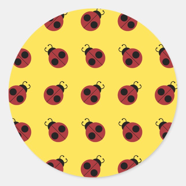 Pegatina Redonda Ladybug 60s retro fresco amarillo (Anverso)