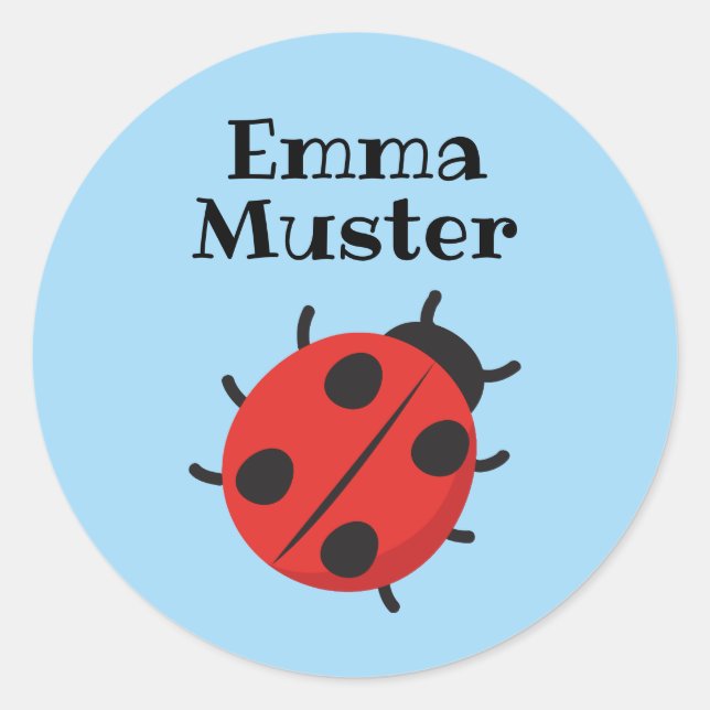 Pegatina Redonda Ladybug - azul claro (Anverso)