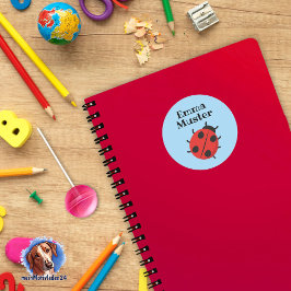 Pegatina Redonda Ladybug - azul claro