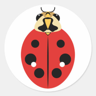 Pegatina Redonda Ladybug Beetle Red