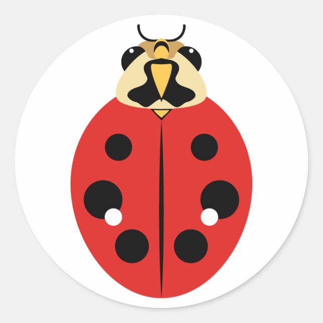 Pegatina Redonda Ladybug Beetle Red (Anverso)