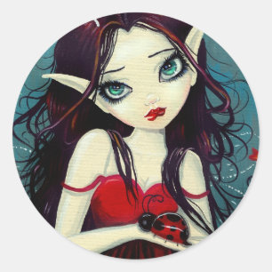 Pegatina Redonda Ladybug Big Eye Fairy Art