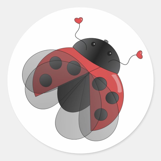 Pegatina Redonda Ladybug con Opern Wings (Anverso)