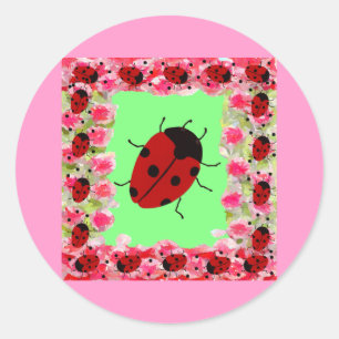 Pegatina Redonda Ladybug de Pascua
