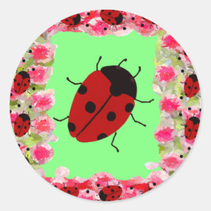 Pegatina Redonda Ladybug de Pascua
