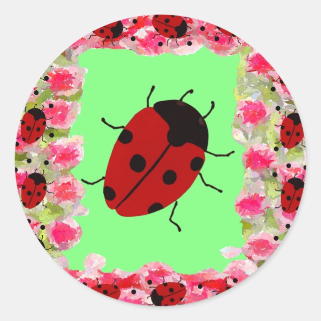 Pegatina Redonda Ladybug de Pascua (Anverso)