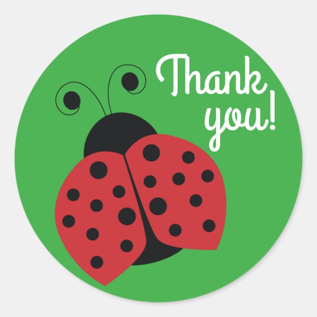 Pegatina Redonda Ladybug Gracias (Anverso)