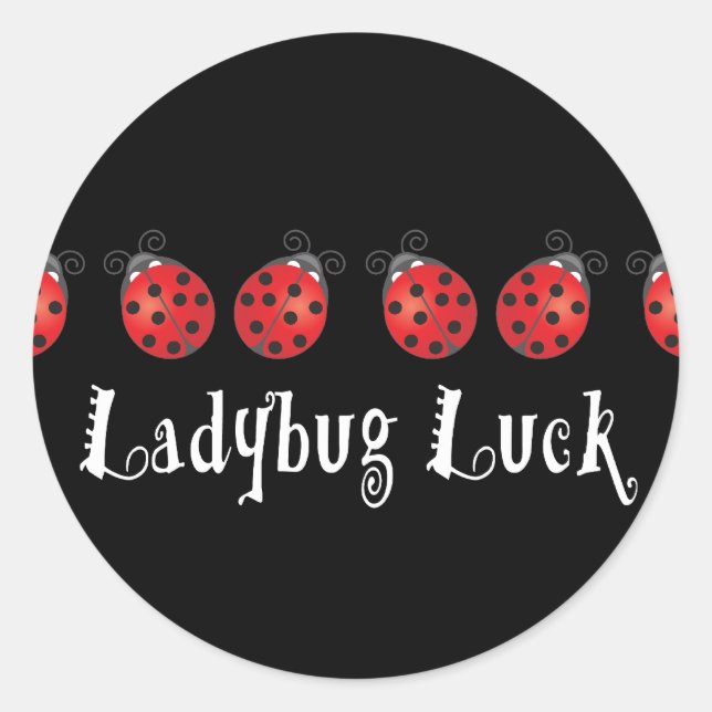 Pegatina Redonda Ladybug Luck (Anverso)