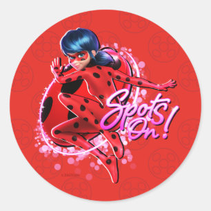 Pegatina Redonda Ladybug milagroso   Puntos En Gráfico