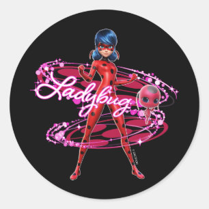 Pegatina Redonda Ladybug y Tikki Graphic