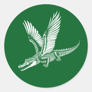 Pegatina Redonda lagarto alandrado volando alto