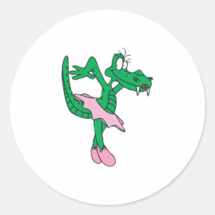 Pegatina Redonda lagarto bailarín divertido