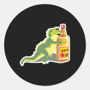 Pegatina Redonda lagarto con tequila