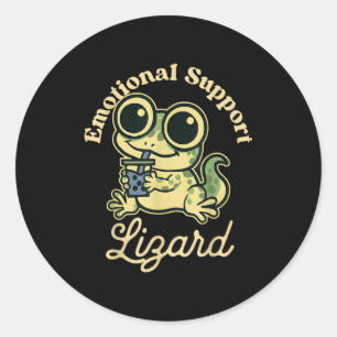 Pegatina Redonda Lagarto de apoyo emocional Gecko lindo con Boba