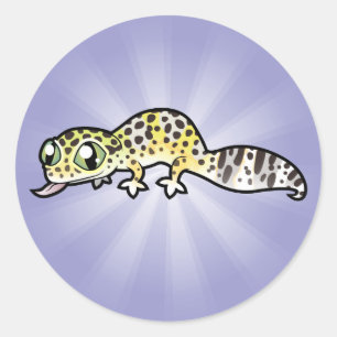 Pegatina Redonda Lagarto Leopardo de Dibujos Animados