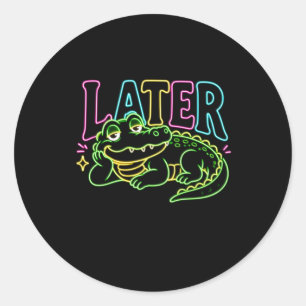 Pegatina Redonda Lagarto Posterior Neon Fun Gator