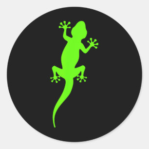Pegatina Redonda Lagarto trepador verde funky