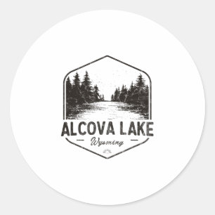 Pegatina Redonda Lago Alcova Wyoming Al Aire Libre Vintage 3 