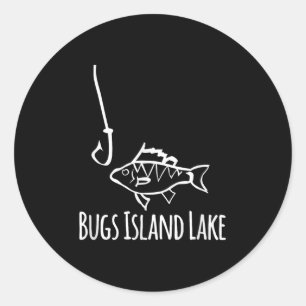 Pegatina Redonda Lago Bugs Island Virginia Pesca Anzuelo Divertido