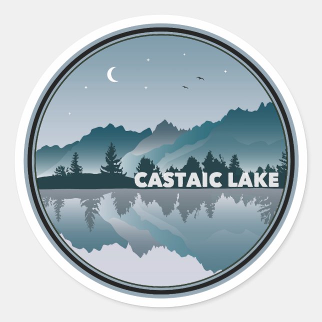 Pegatina Redonda Lago Castaic California Reflejo (Anverso)