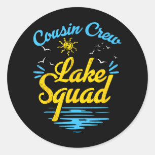 Pegatina Redonda Lago Cousin Crew Lake Squad Funny Lago Vacacional 