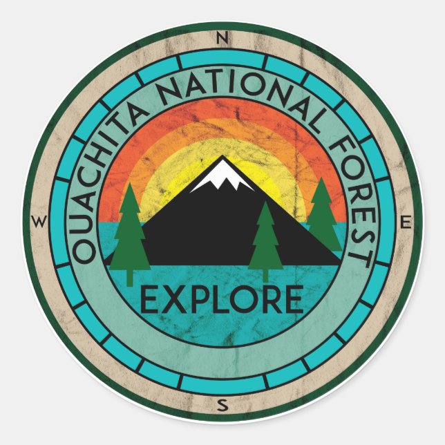 PEGATINA REDONDA LAGO DE HUELGAS CALIENTES DE LOS ARKANSAS FORESTAL (Anverso)