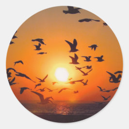 Pegatina Redonda Lago Erie Sunset