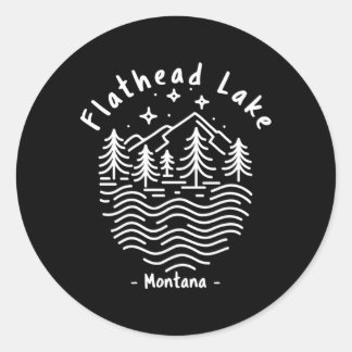 Pegatina Redonda Lago Flathead Montana