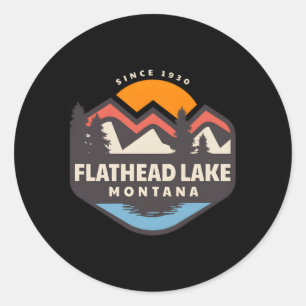 Pegatina Redonda Lago Flathead Montana