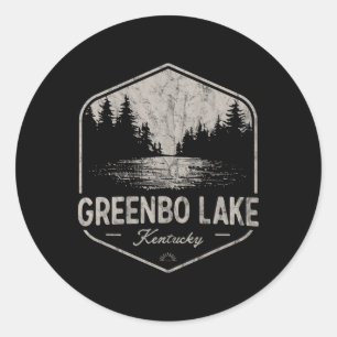 Pegatina Redonda Lago Greenbo Kentucky Al Aire Libre Vintage