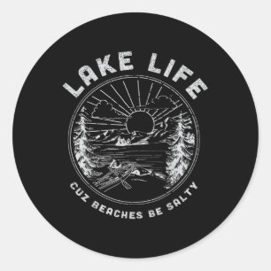 Pegatina Redonda Lago Life Cuz Las Playas Son Salty Retro Vintage L