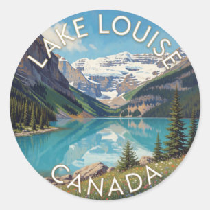 Pegatina Redonda Lago Louise Canadá Lago de Montaña Turquesa