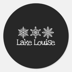 Pegatina Redonda Lago Louise Canadá Snowflakes Ski Skier Sno