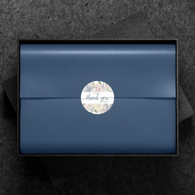 Pegatina Redonda Lago Misty | Agradable Floral Dusty suave Gracias (Subido por el creador)
