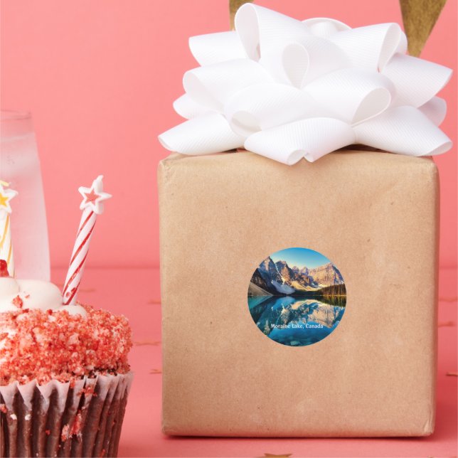 Pegatina Redonda Lago Moraine, Canadá, (Fiesta)