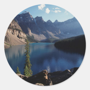 Pegatina Redonda Lago Moraine Parque Nacional Banff