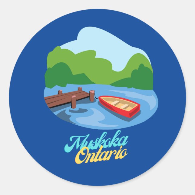 Pegatina Redonda Lago Muskoka Ontario Canadá (Anverso)