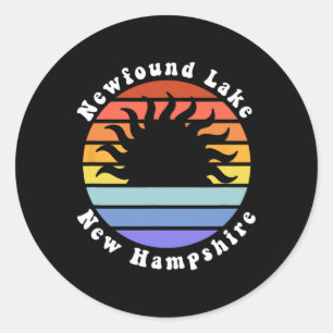 Pegatina Redonda Lago Newfound New Hampshire Amanecer Vacaciones Fa