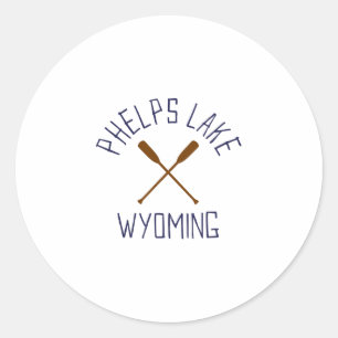 Pegatina Redonda Lago Phelps Wyoming Al Aire Libre Vintage 1 