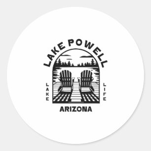 Pegatina Redonda Lago Powell Arizona Exteriores Vintage 