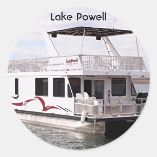 Pegatina Redonda Lago Powell: Houseboat, Arizona, EE.UU. 9