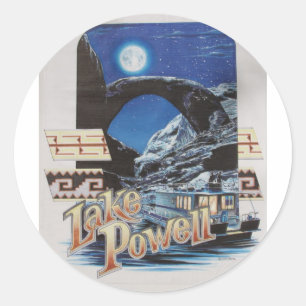 Pegatina Redonda Lago Powell Moonlite Scenic