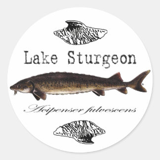 Pegatina Redonda Lago Sturgeon