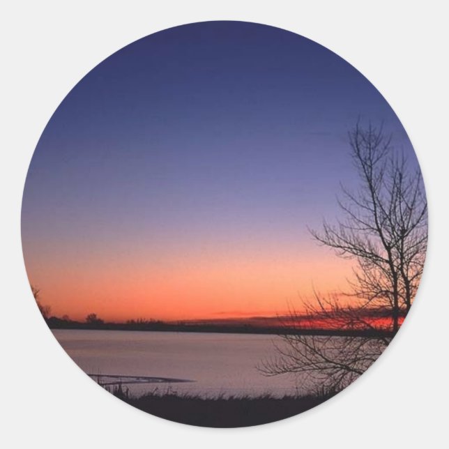 Pegatina Redonda Lago Sunrise (Anverso)