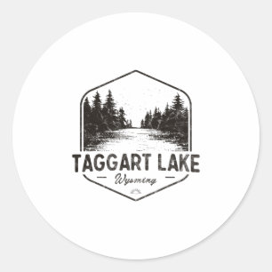 Pegatina Redonda Lago Taggart Wyoming Al Aire Libre Vintage 3