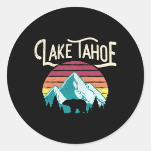 Pegatina Redonda Lago Tahoe Mountain Bear Swea