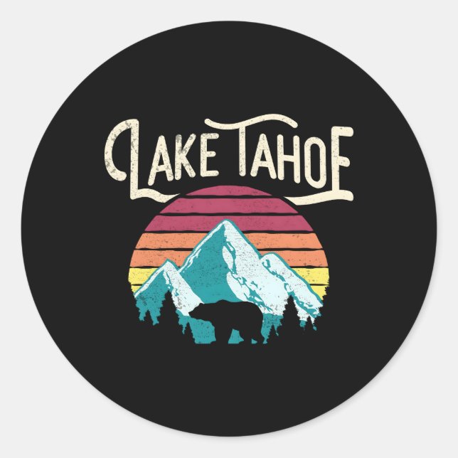 Pegatina Redonda Lago Tahoe Mountain Bear Swea (Anverso)