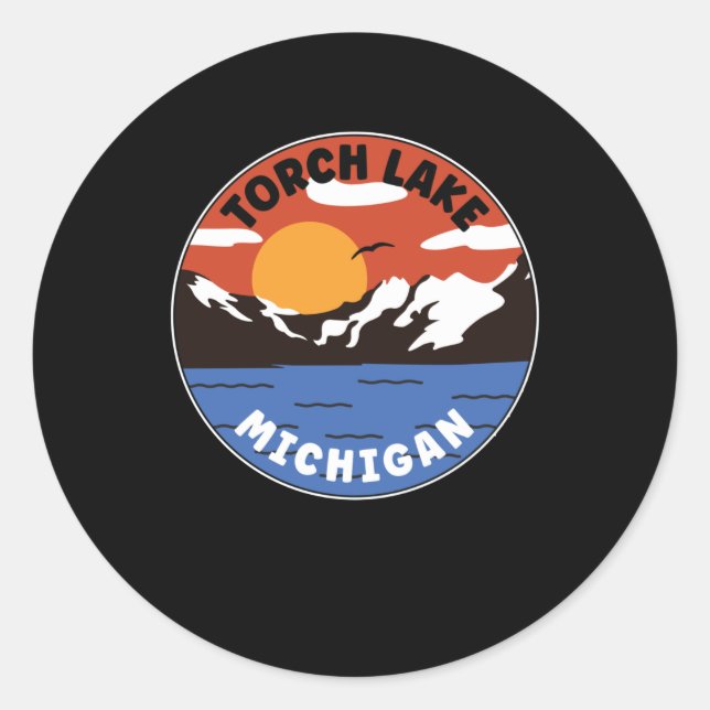Pegatina Redonda Lago Torch - Michigan (Anverso)