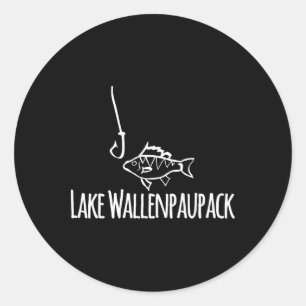Pegatina Redonda Lago Wallenpaupack Pez Tonto Lindo Anzuelo de Pesc