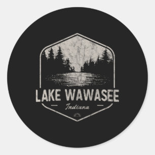 Pegatina Redonda Lago Wawasee Indiana al aire libre Vintage
